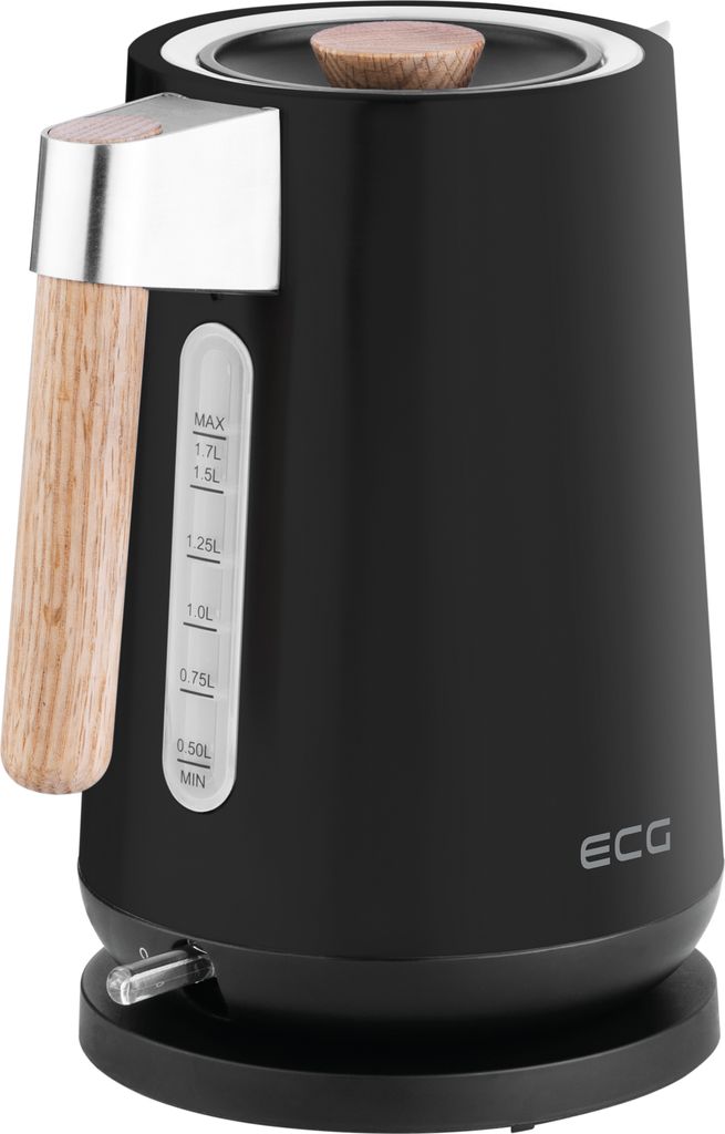 ECG RK 1768 Strix Timber | Schwarz | Wasserkocher | 360° Produktbild 