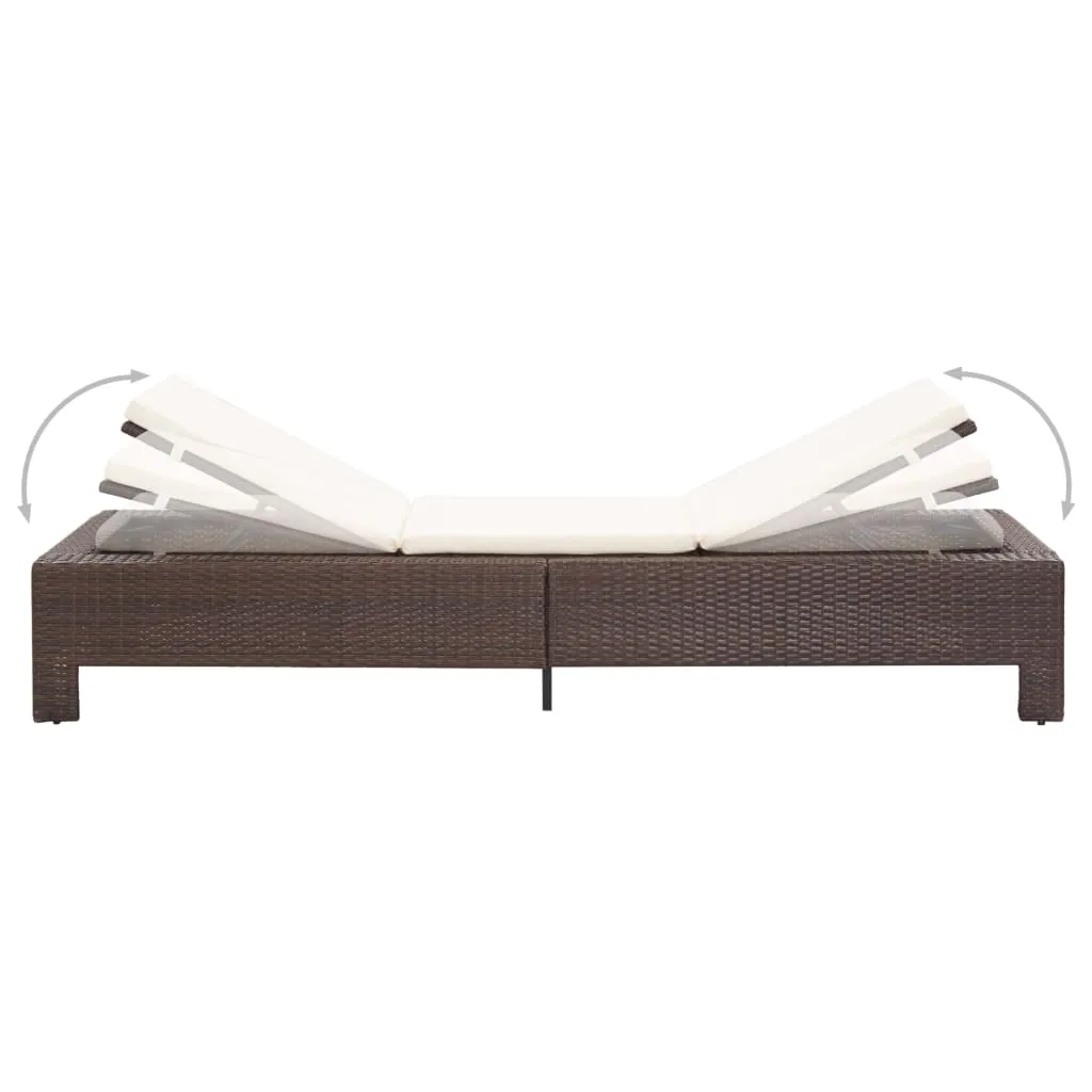 Chaise longue vidaXL en poly rotin marron avec support ergonomique