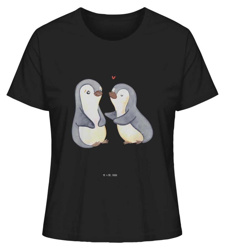 Mr. & Mrs. Panda Oberteil Damen Pinguine trösten Größe S - Schwarz - Geschenk, für Freundin, Freund, Hochzeitstag, Mitbringsel, Valentinstag, S...