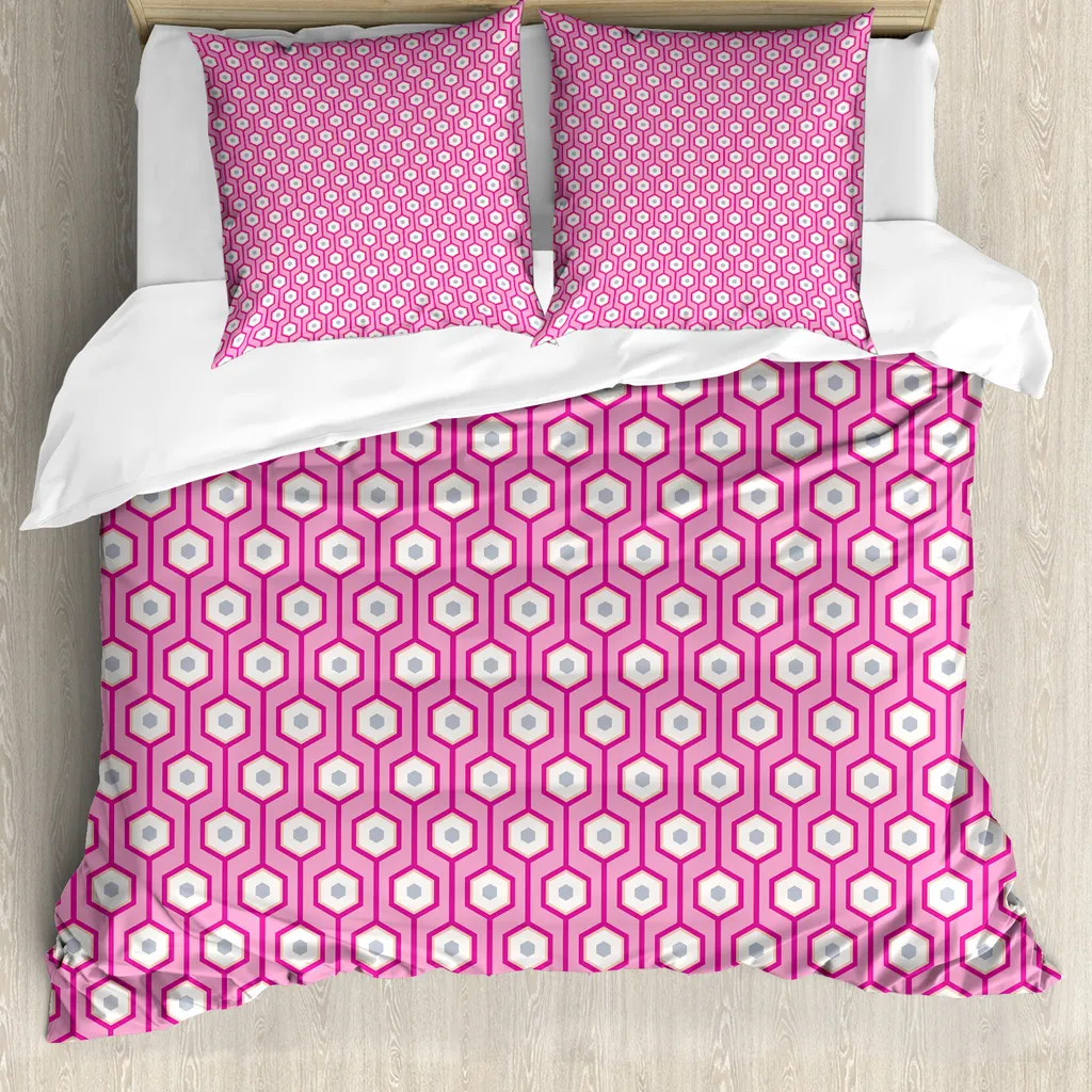 Copripiumino ABAKUHAUS Rosa Esagoni 155x220: Comfort Antiacaro Certificato
