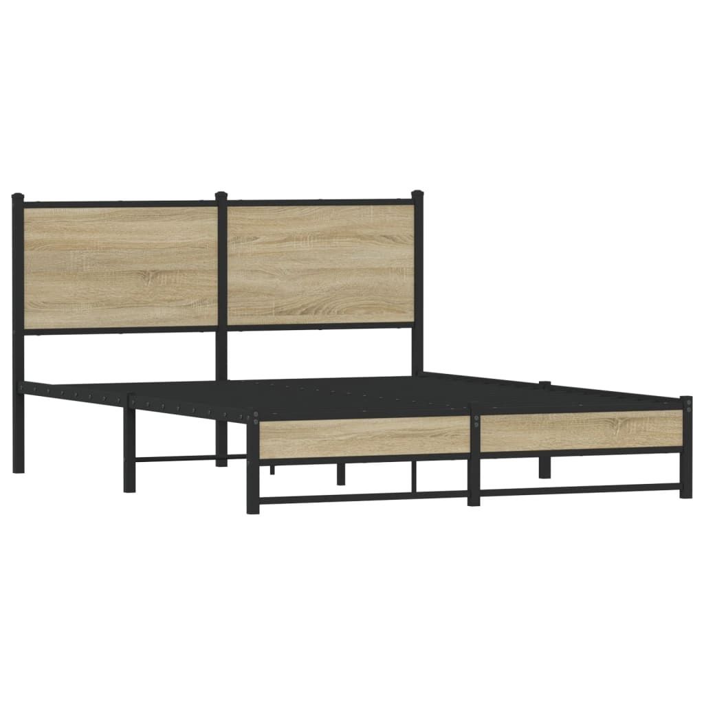 vidaXL Metallbett ohne Matratze Sonoma-Eiche 140x190 cm