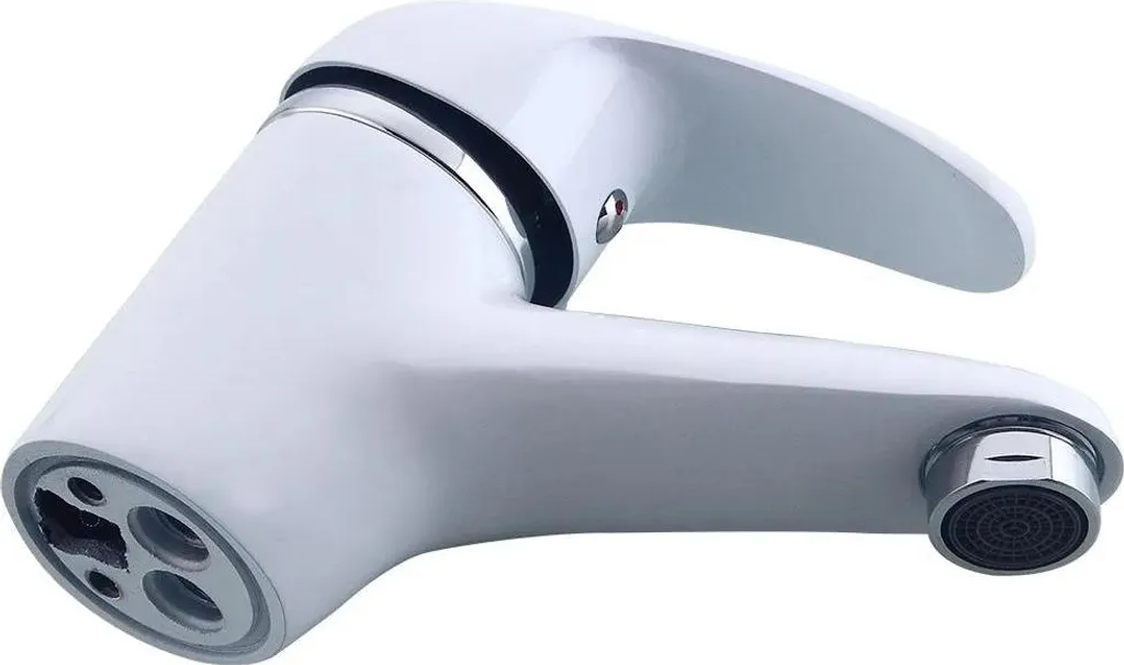 Miscelatore Lavabo Bianco e Cromo | Rubinetto Monocomando Standard DIN - 2
