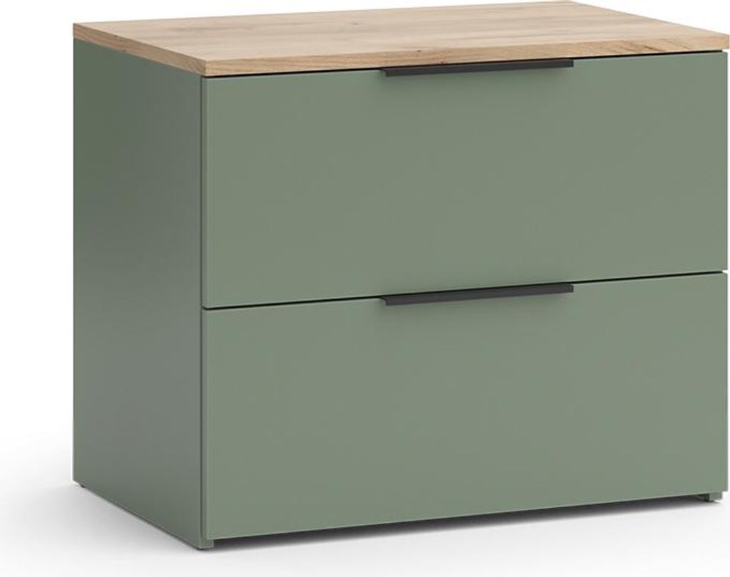 Kommode Vicco Wido Grün 60 x 50 cm mit 2 Schubladen, Model 56607