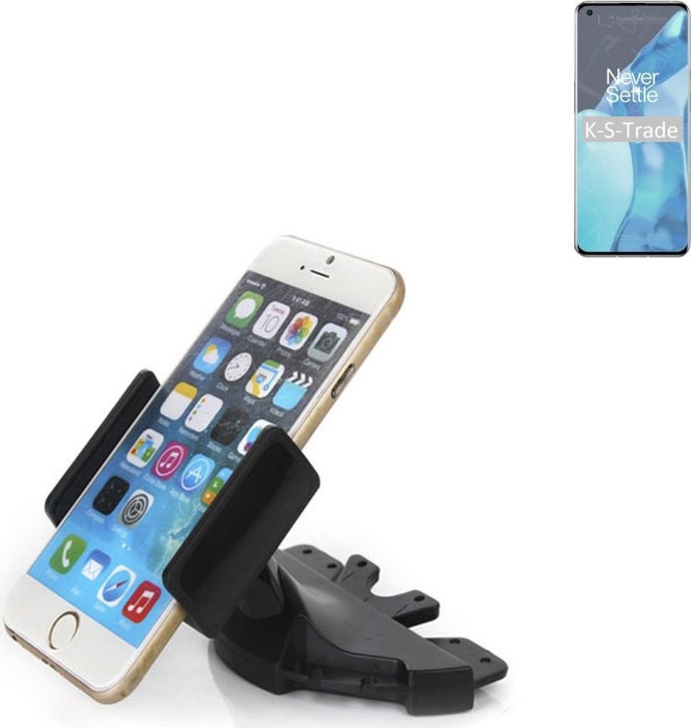 K-S-Trade CD Schlitz Halterung kompatibel mit OnePlus 9 Pro Autohalterung KFZ-Halter Radio Handy Halterung 360° drehbar schwarz