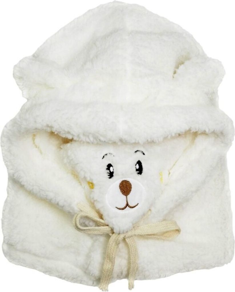 Wintermütze mit Teddybärohren und Schornstein 2 in 1, cremefarben, 100%.Polyacryl, Universalgröße