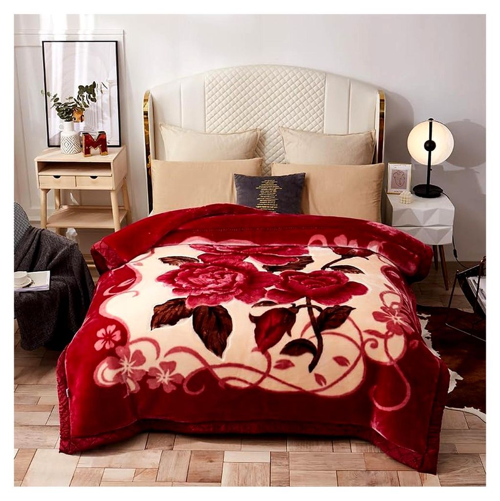Koreanische Nerzdecke Flanell Decke für Twin-Size, weiche schwere Decke, 2-lagige wendbare Raschel-Bettdecke, gedruckte dicke Bettdecke, 79x91
