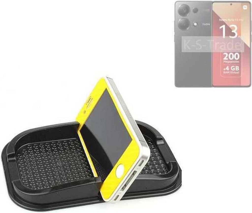 K-S-Trade Auto Anti Rutsch Matte Smartphone-Halter kompatibel mit Xiaomi Redmi Note 13 Pro 4G Haft Pad Armaturenbrett Handy-Halterung Silikon