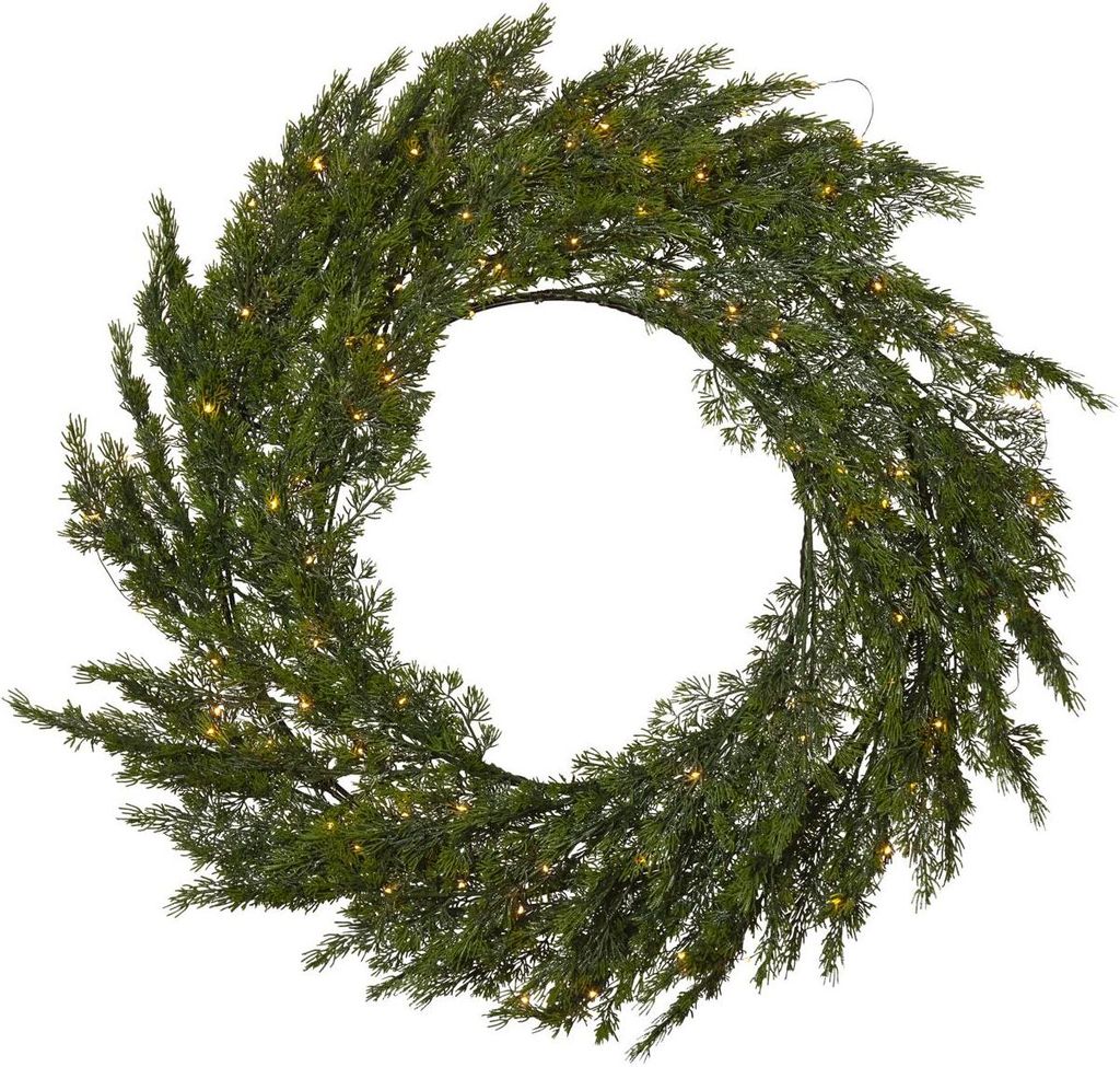Tannenkranz Thuja Outdoor mit Batterie + Timer 80 LEDs Ø 80cm