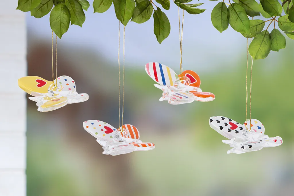 Suspension Papillon en Verre Multicolore Dory pour Décoration Murale - 4x