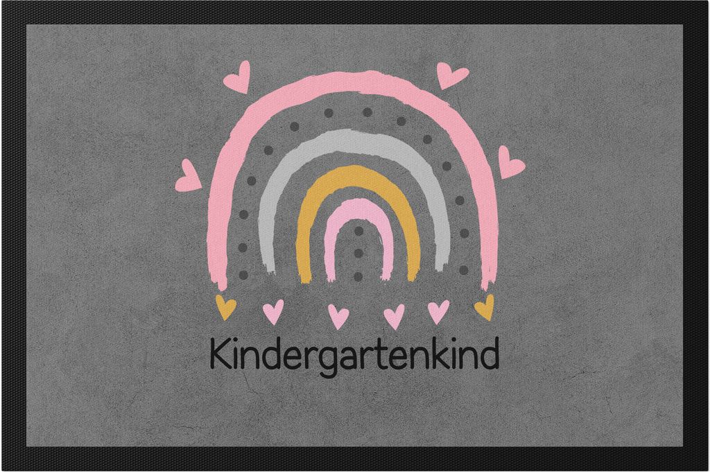 Kindergartenkind Fußmatte Geschenk Kindergarten Start Kita Rosa Herzen Regenbogen Mädchen