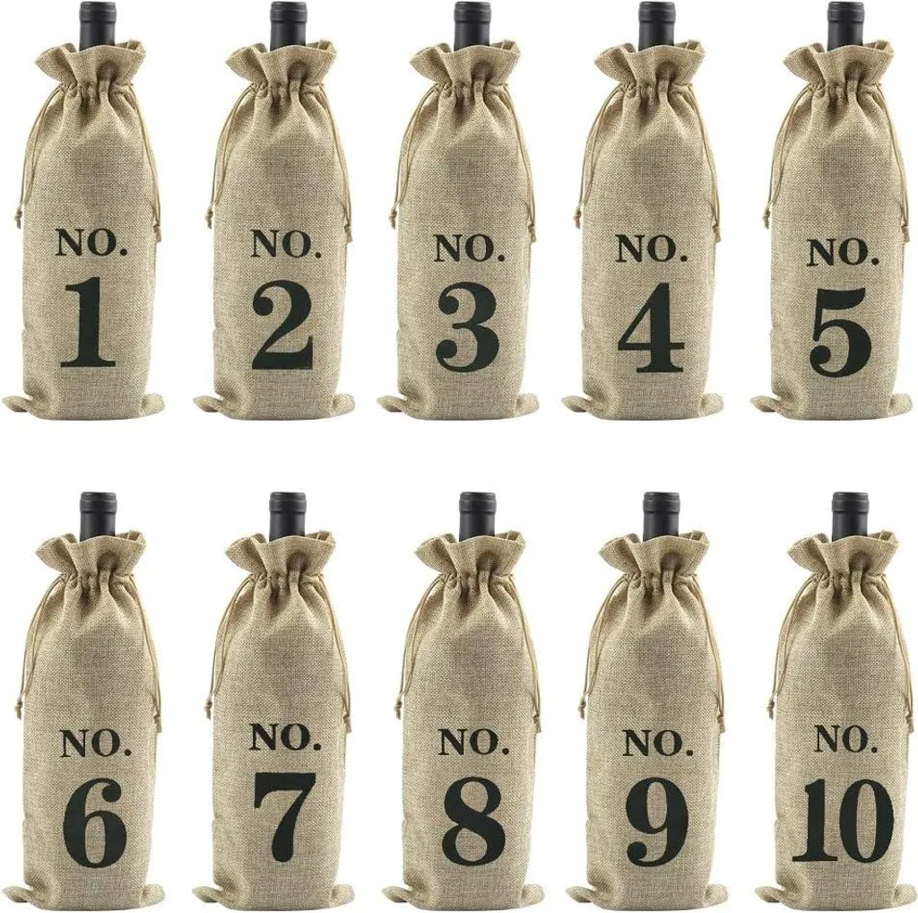 Pochons Cadeaux en Toile de Jute pour Vin - Lot de 10 Sacs Réutilisables