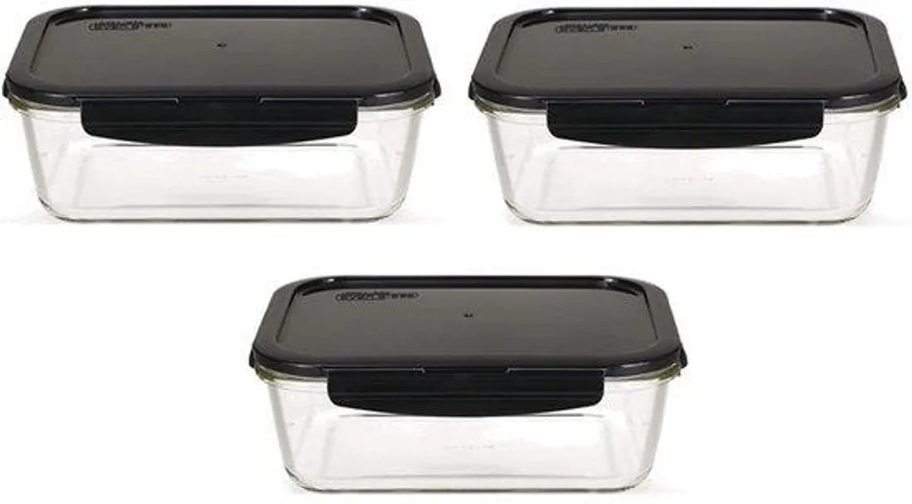 Plats en verre anti-fuites pour four et frigo - Lot de 3 carrés de 1 litre