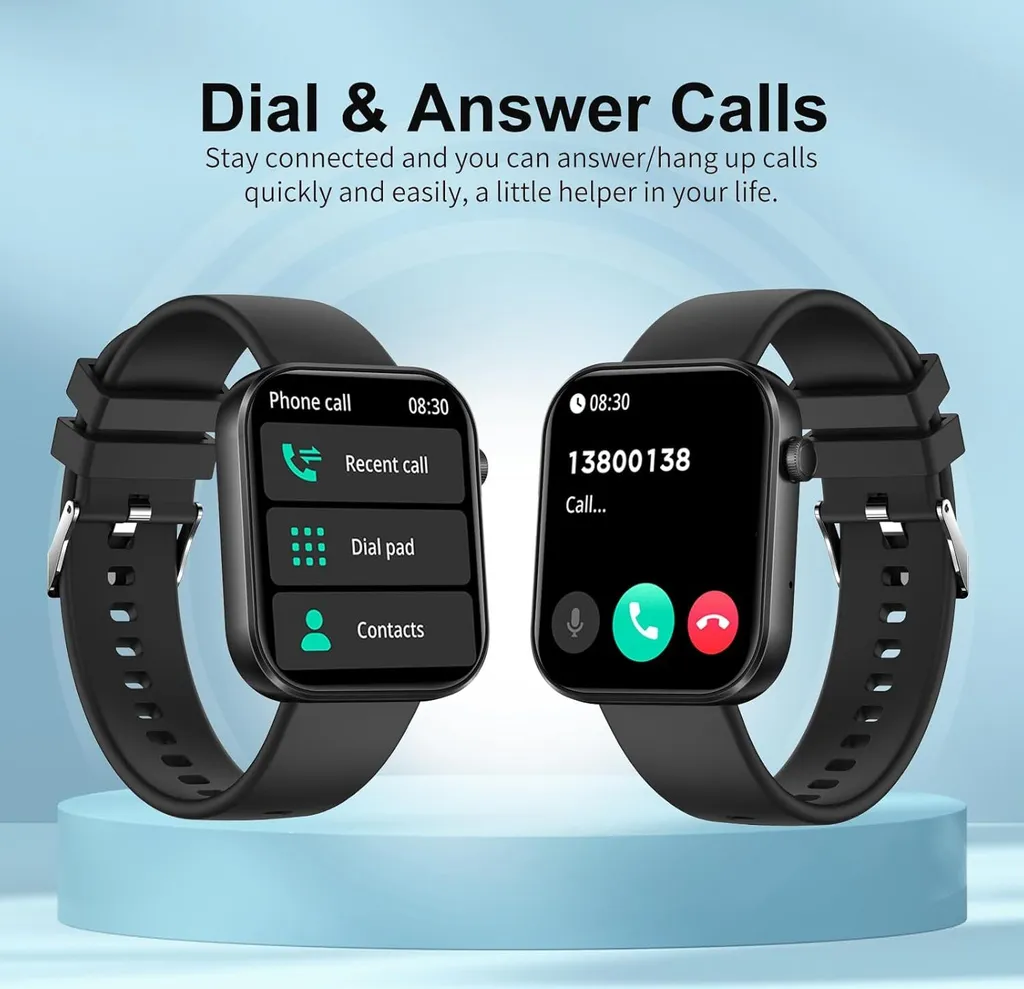 Smartwatch da uomo (ricevere/fare chiamate) impermeabile con altoparlante/microfono, chiamata Bluetooth da 1,8 pollici, cardiofrequenzimetro/pressione sanguigna, IOS Android - 2