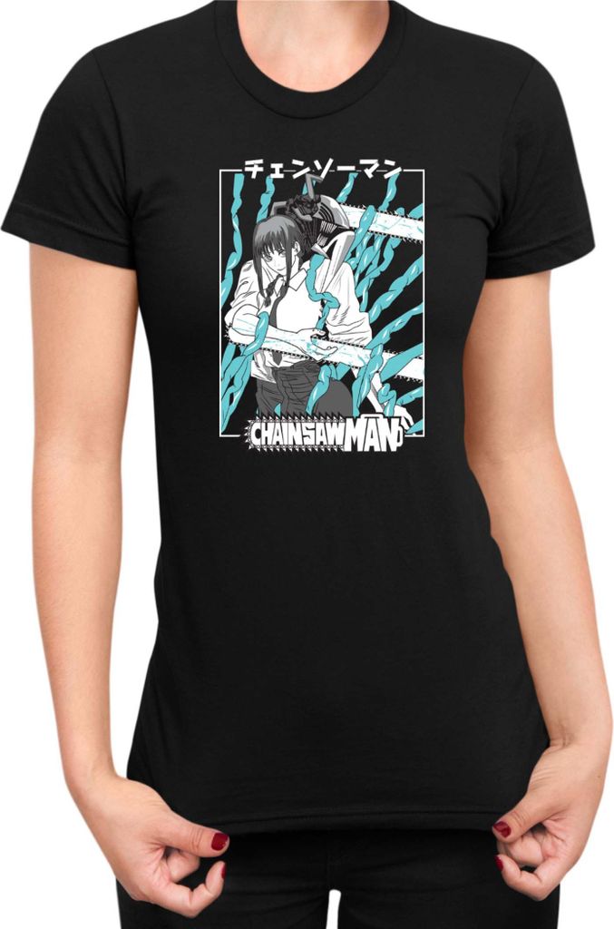 Damen T-Shirt Manga Japan Anime Comics Animation Chainsaw Anime manga Man 04, Lady S / Schwarz