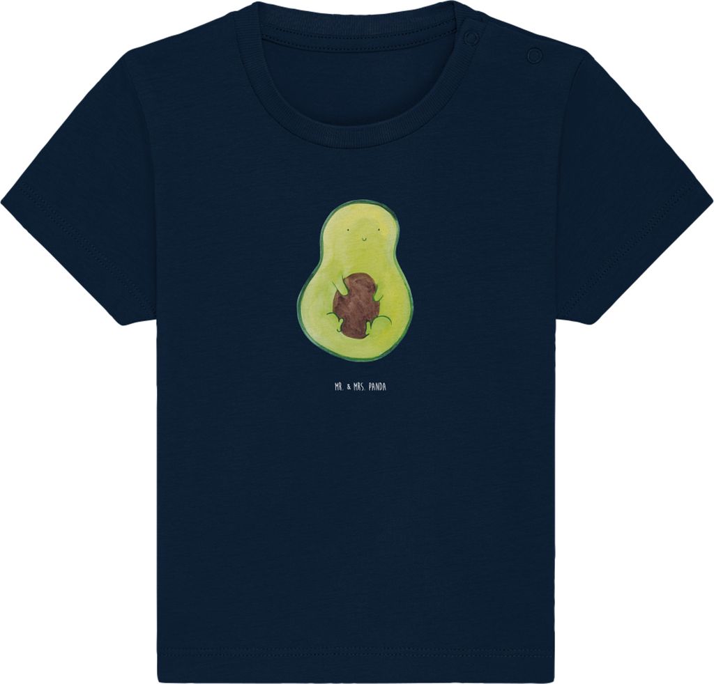 Mr. & Mrs. Panda Organic Baby Shirt Avocado Kern 24. - 36. Monat - French Navy - Geschenk, Lächeln, Top, , Babyshirt, Öko T-Shirt, glücklich, Sp...