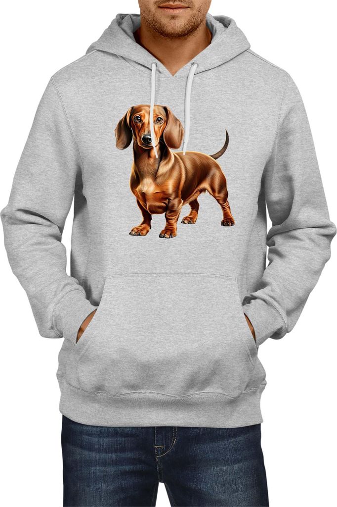 Herren Kapuzenpullover Dogs Breeds Dachshund Dog Breed 007, Man M / Grau