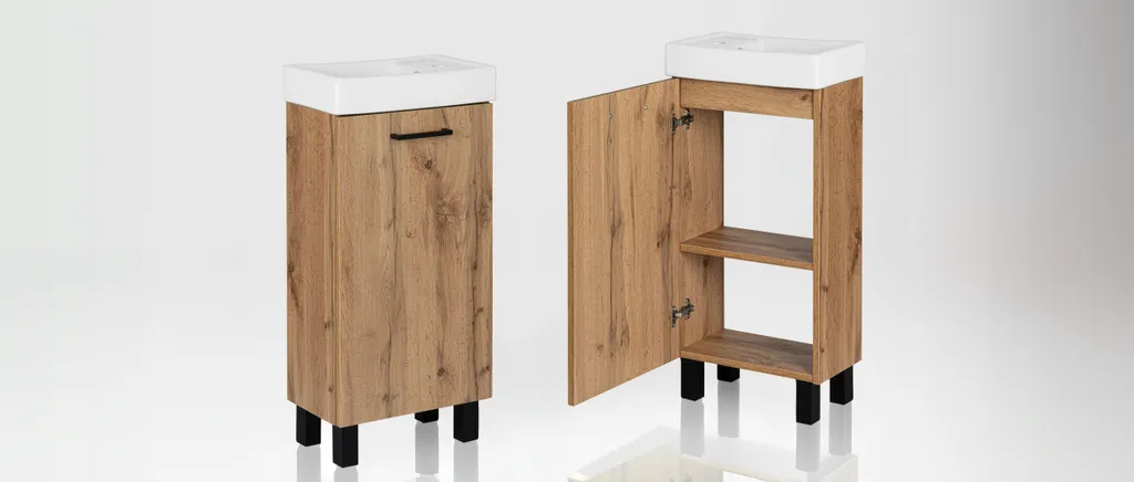 Armoire de Toilette 40cm Chêne Wotan Stamar Kit Complet Prêt à Poser - 15