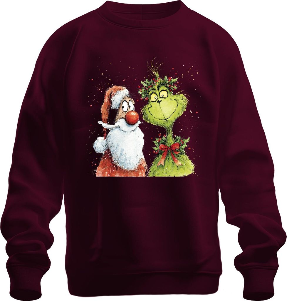 Grinch Weihnachtsmann lustig Weihnachten Geschenk Vintage Uni Sweatshirt Pullover, Burgundy, S