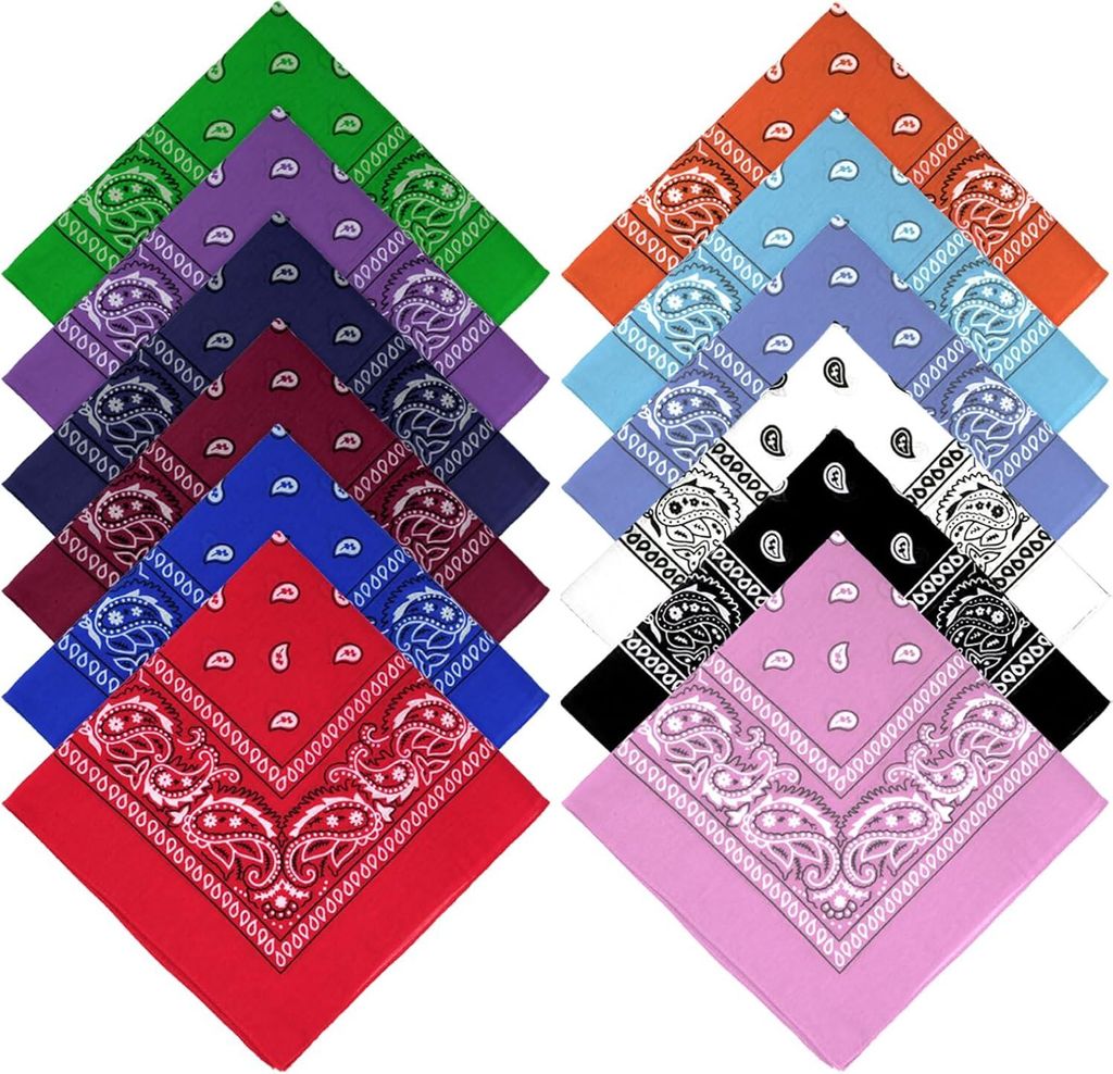 24 Stück Bandana, 12 Farben Halstuch, Kopftuch Rot, Produktbild 