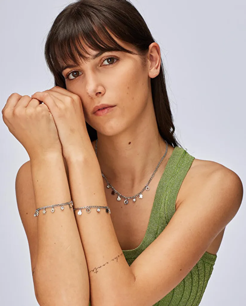 Collier chaîne acier avec pendentifs message chance SSG03 ajustable - 4