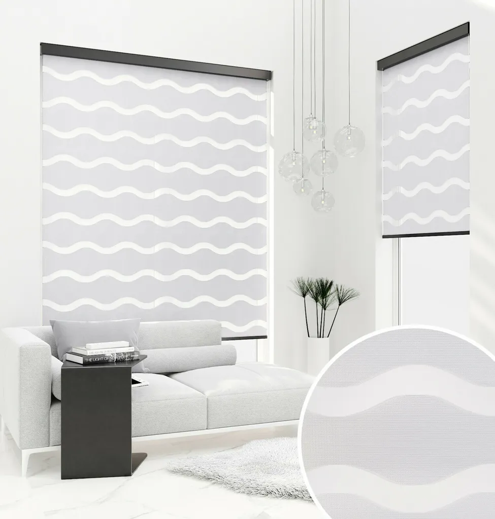 Store Duo Enrouleur Premium Welle Gris Clair avec Cassette 120x220 cm