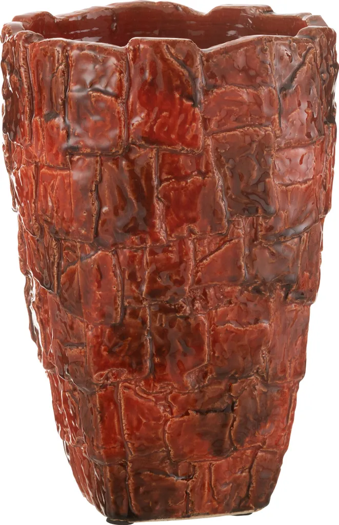 Vase en Céramique Rouge J-Line Akane : Sublimez vos Coins de Pièce Vides