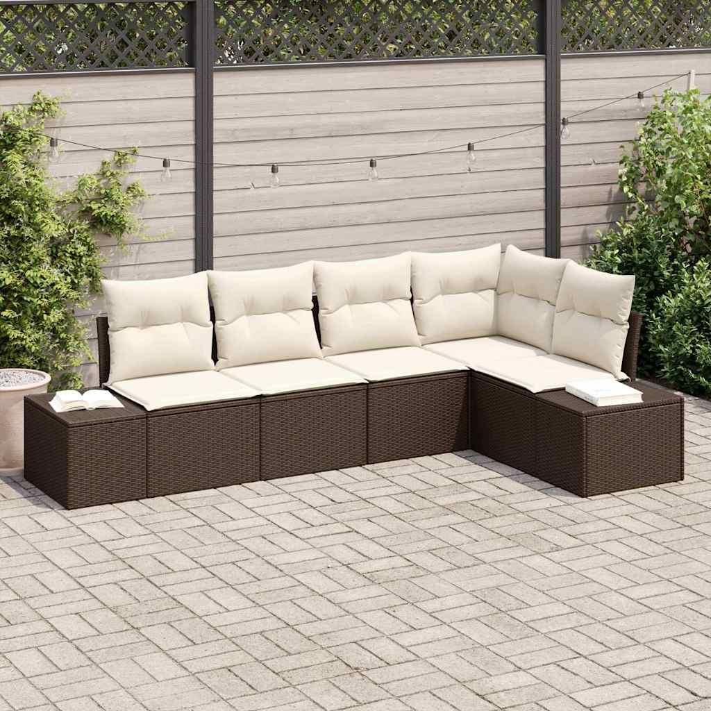 Maison Exclusive - Gartensofa-set 5 pcs Braun Poly-Rattan