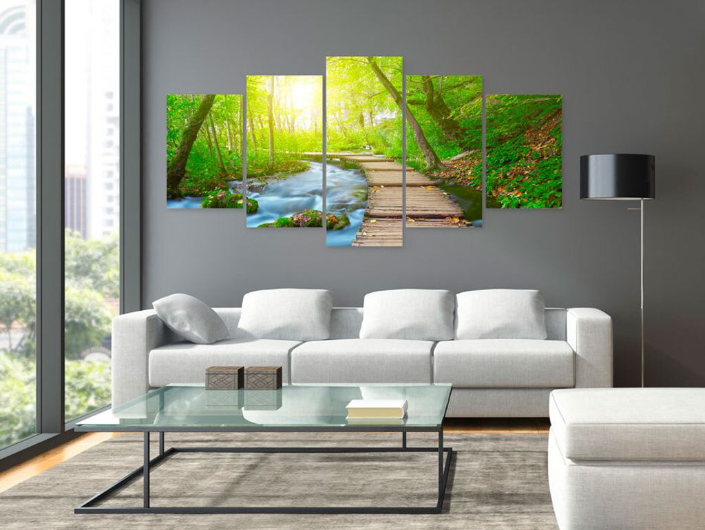 Akustikbild Natur Landschaft 200x100 cm Bilder Akustikschaum Hochleistungsschallabsorber Schallschutz Leinwand 5 tlg Wandbild Raumakustik Schalldä...