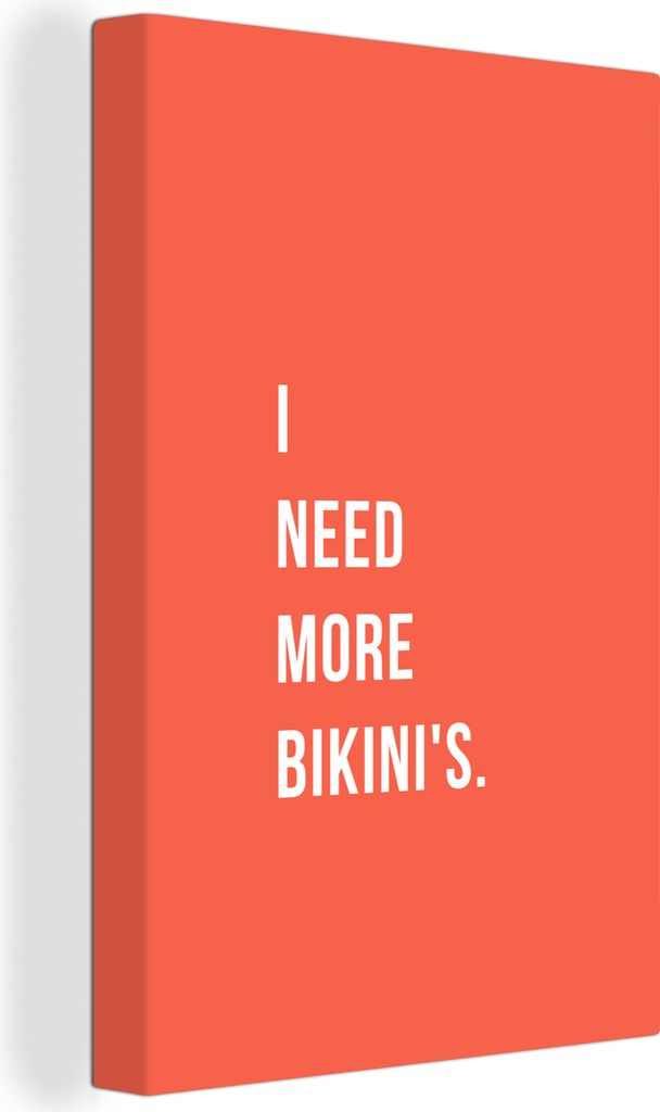 OneMillionCanvasses - Leinwandbilder - 90x140 cm, Ich brauche mehr Bikinis - Zitat - Orange, Wandbilder Kunstdruck Wanddekoration - Foto auf Lein...