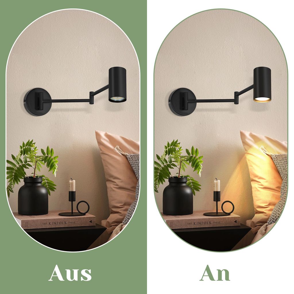 ZMH Wandleuchte Innen Schwarz Wandlampe Vintage Produktbild 5