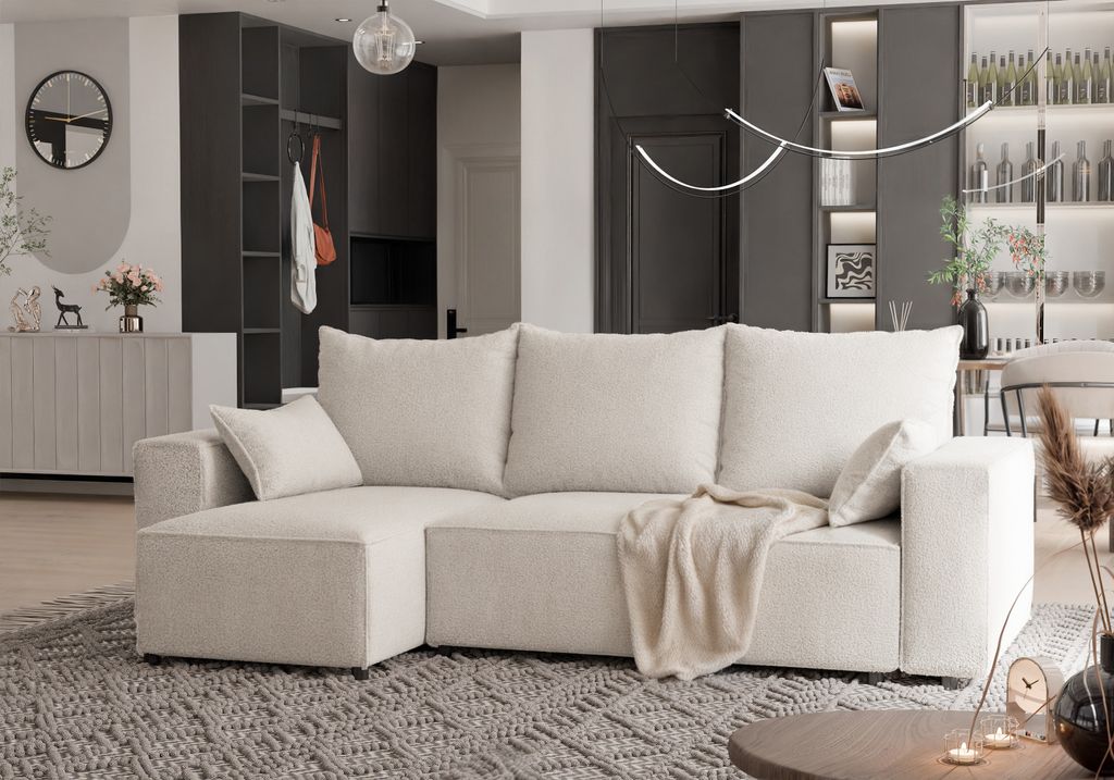 4ALLHOME Ecksofa Tobi mit Schlaffunktion, Couch, Boucle, Produktbild 