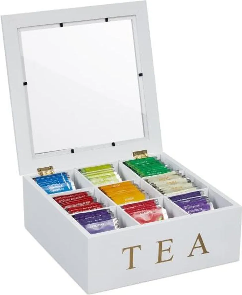Scatola Porta Tisane Bianca Legno 9 Vani: Stile Shabby per la tua Casa