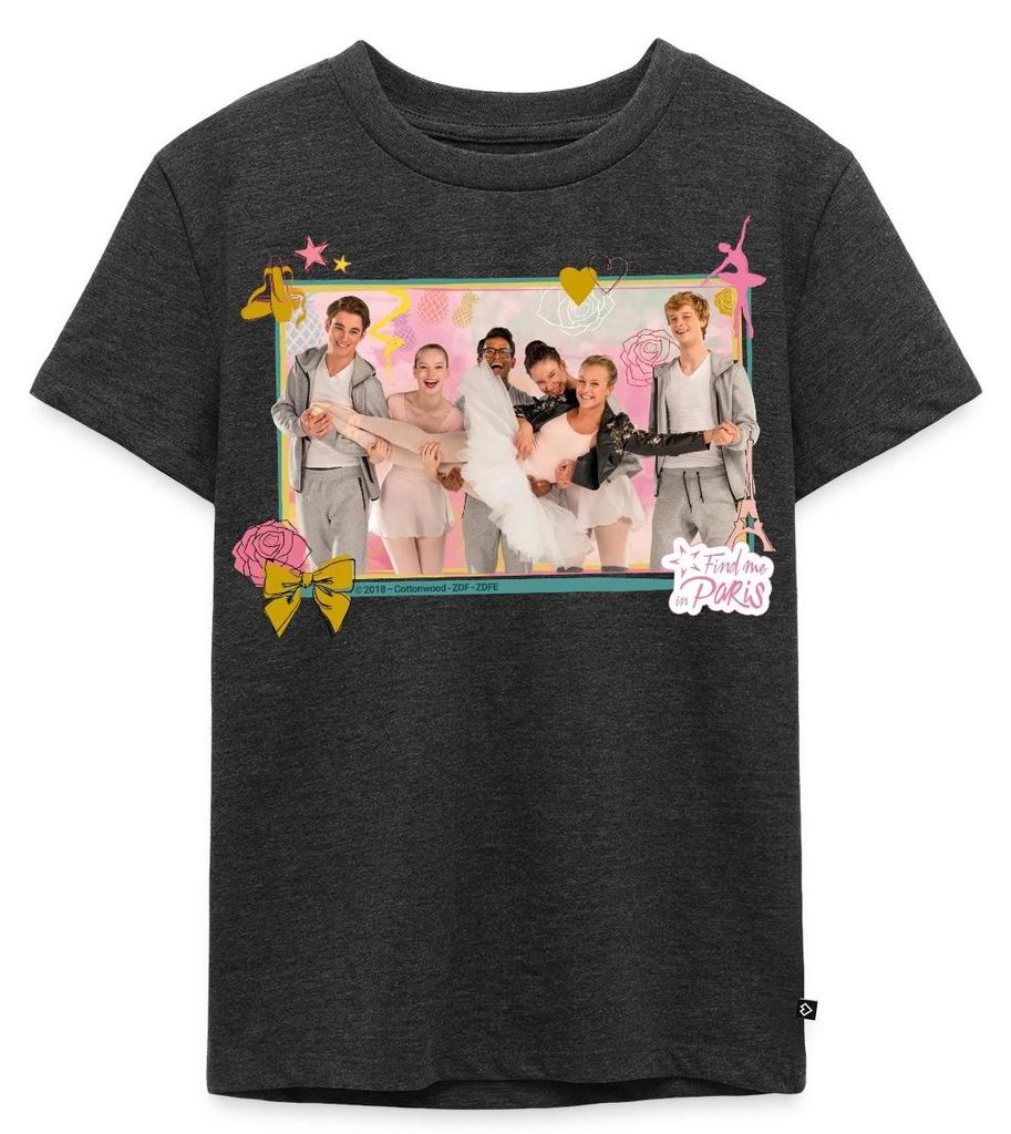Spreadshirt Find me in Paris Charaktere Kinder Premium T-Shirt, 98/104 (2 Jahre), Anthrazit meliert