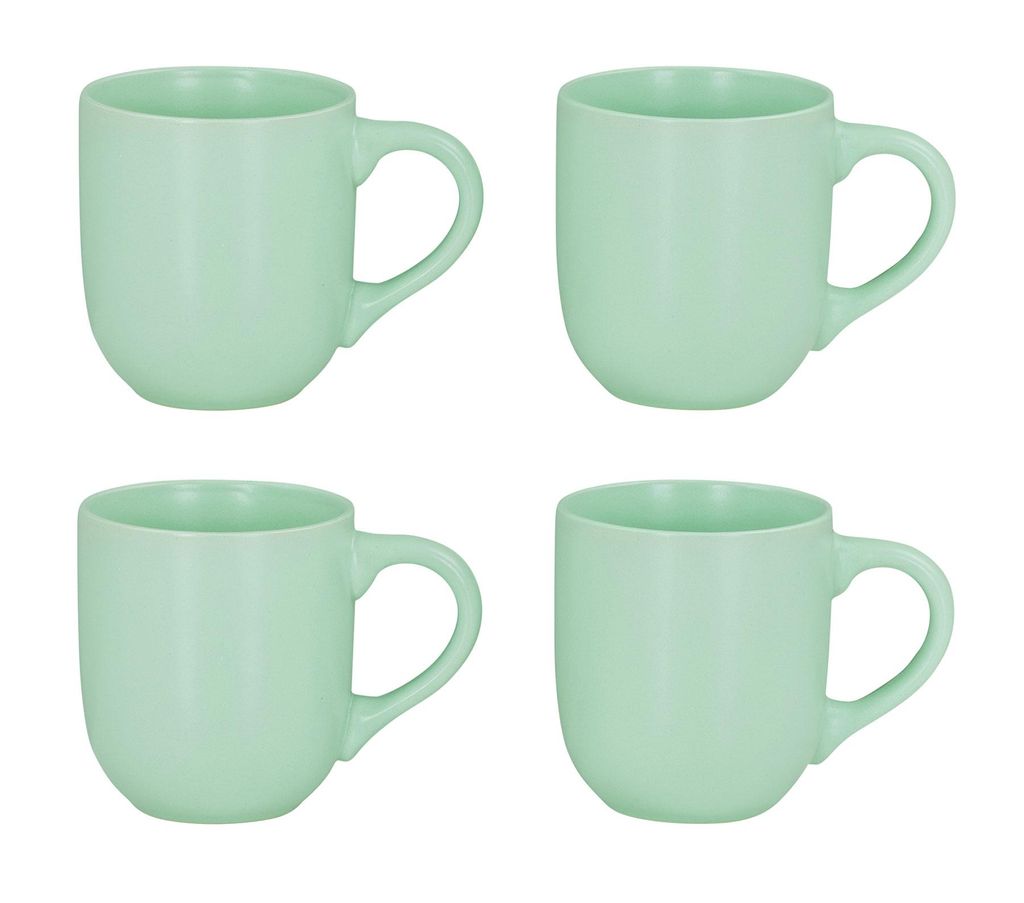 4er Set Steingut Tassen 300ml Pastellgrün Grün Kaffeetasse Kaffeebecher Design Küchengeschirr Heißgetränke Kaffeepott