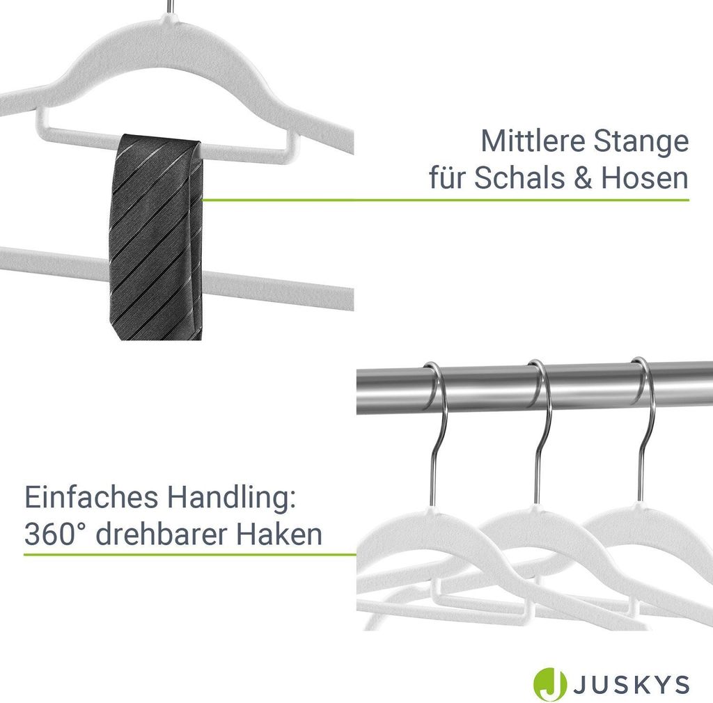 Juskys Kleiderbügel Samt 30er Set - Bügel rutschfest, Produktbild 5