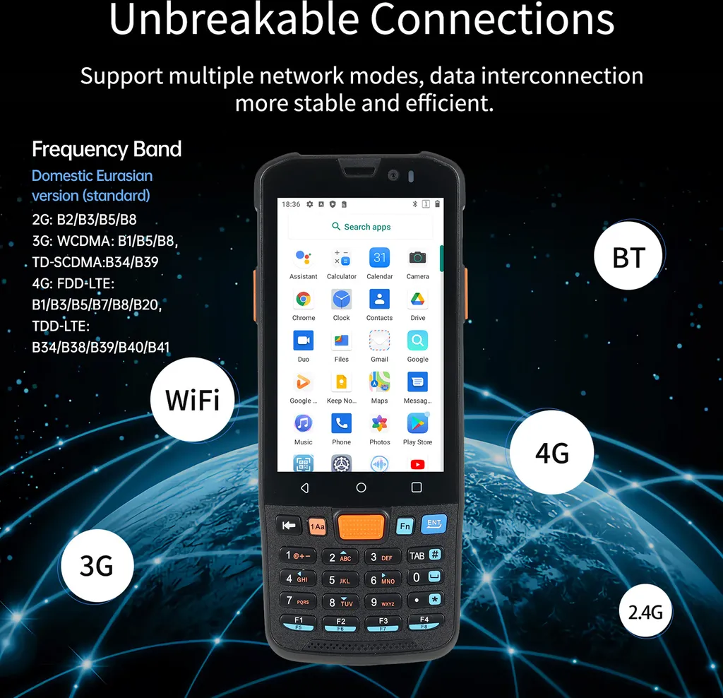 Bisofice KP36 Terminal PDA Android 11.0 avec NFC et Écran Tactile 4"