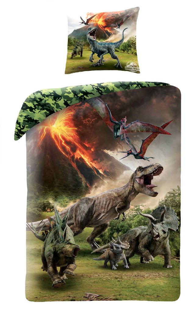 Jurassic World 2 x Dino Bettwäsche Wendemotiv Kinderbettwäsche Set T-Rex Saurier 