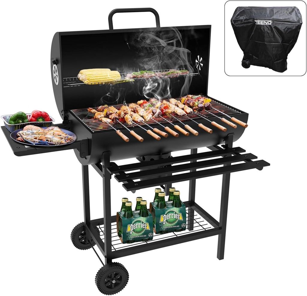 TEENO Chariot à Barbecue de Bois,Grill XXL à Charbon avec Image du produit 