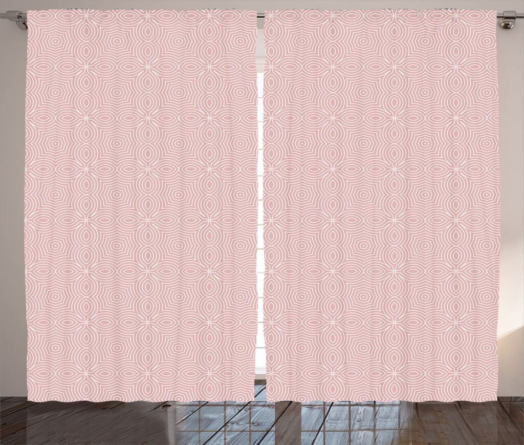 ABAKUHAUS rosa, Weiß, Rustikaler Gardine, Alte Mode Celtic, Schlafzimmer Kräuselband Vorhang mit Schlaufen und Haken, 280 x 225 cm, Rosa Weiß