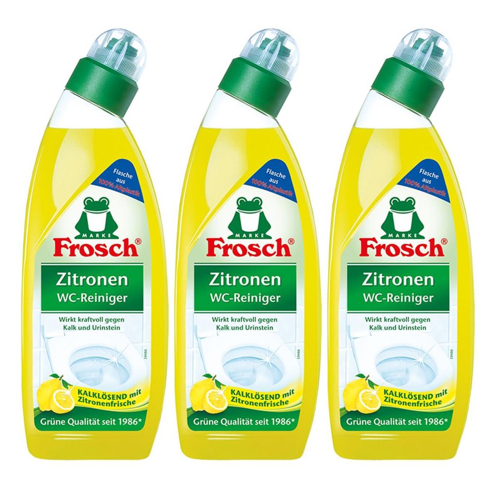 3x Frosch Zitronen WC-Reiniger 750 ml - Kalklösend mit Zitrone