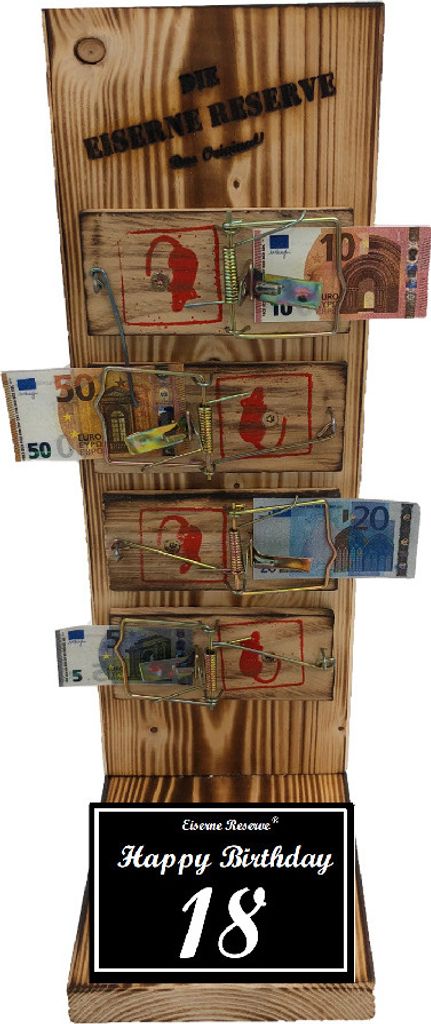 Happy Birthday 18 Geburtstag - Eiserne Reserve - Mausefalle Geldgeschenk - Geld verschenken