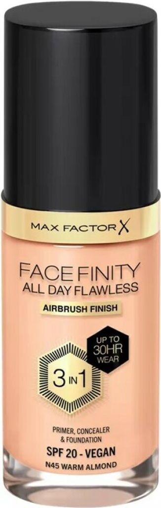 Max Factor Facefinity All Day Flawless 3 In 1 Foundation N45-Warm Almond 30ml
