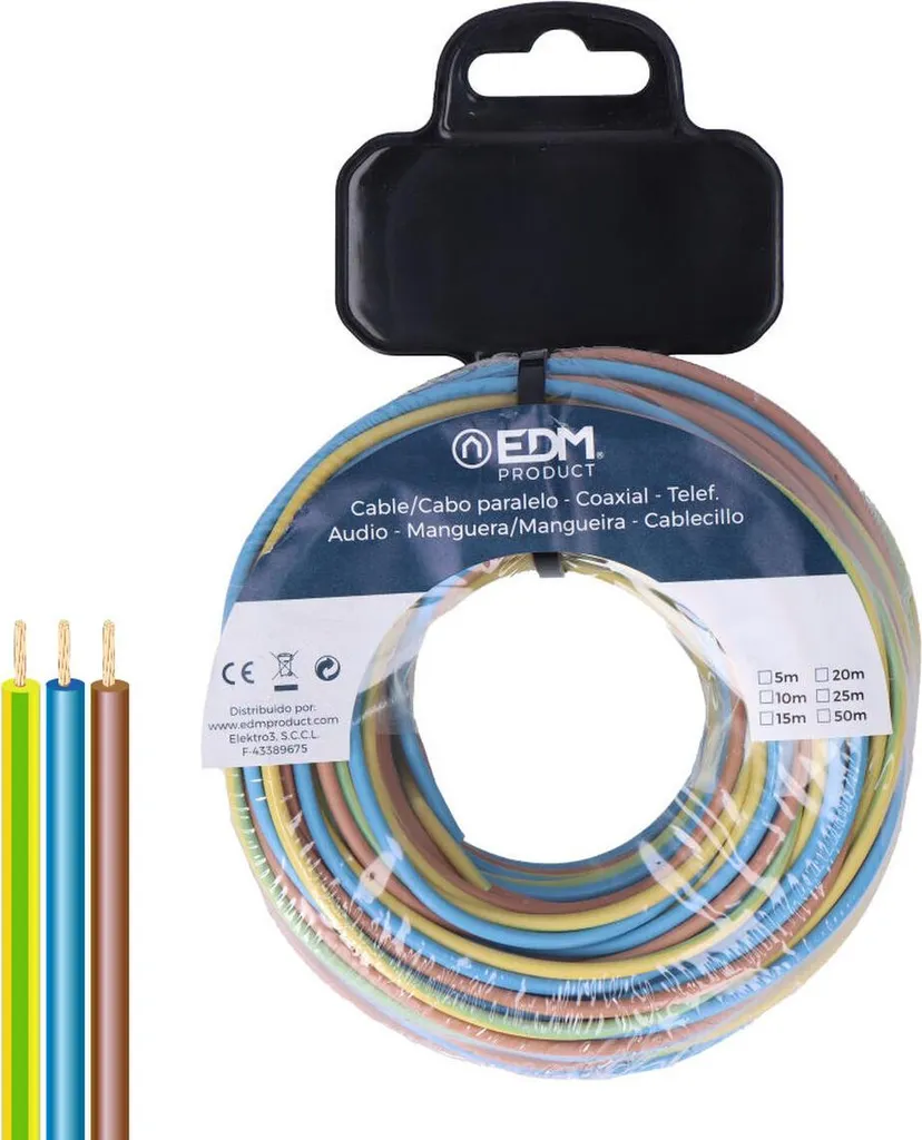 EDM 28740 Cavo 15m h07z1-k | Bobina Blu Marrone Professionale Robusta