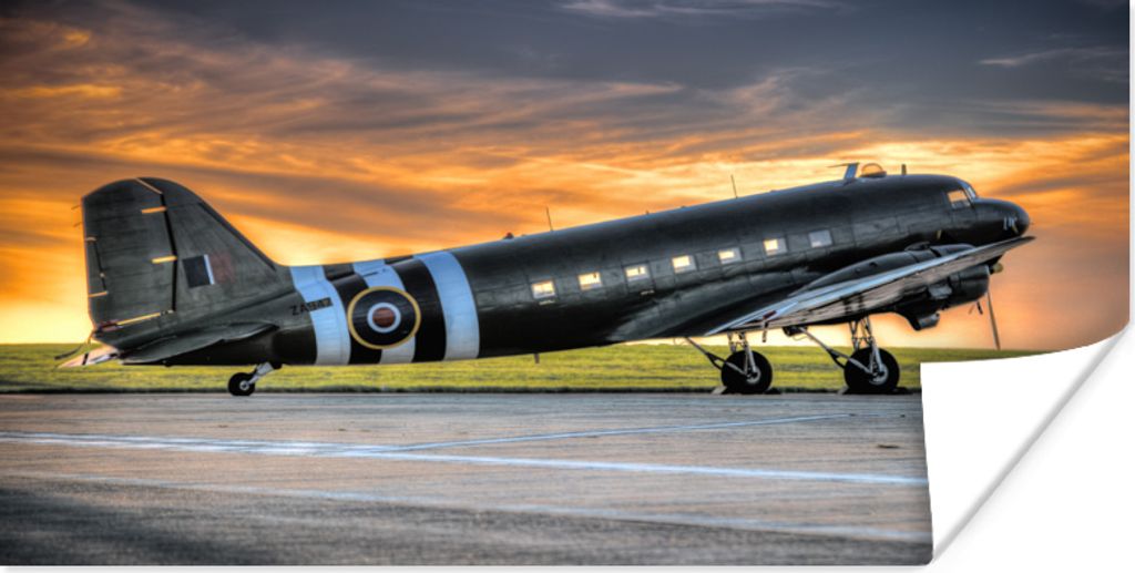 MuchoWow Poster Flugzeuge - Sonne - Landung 80x40 cm - Wanddeko