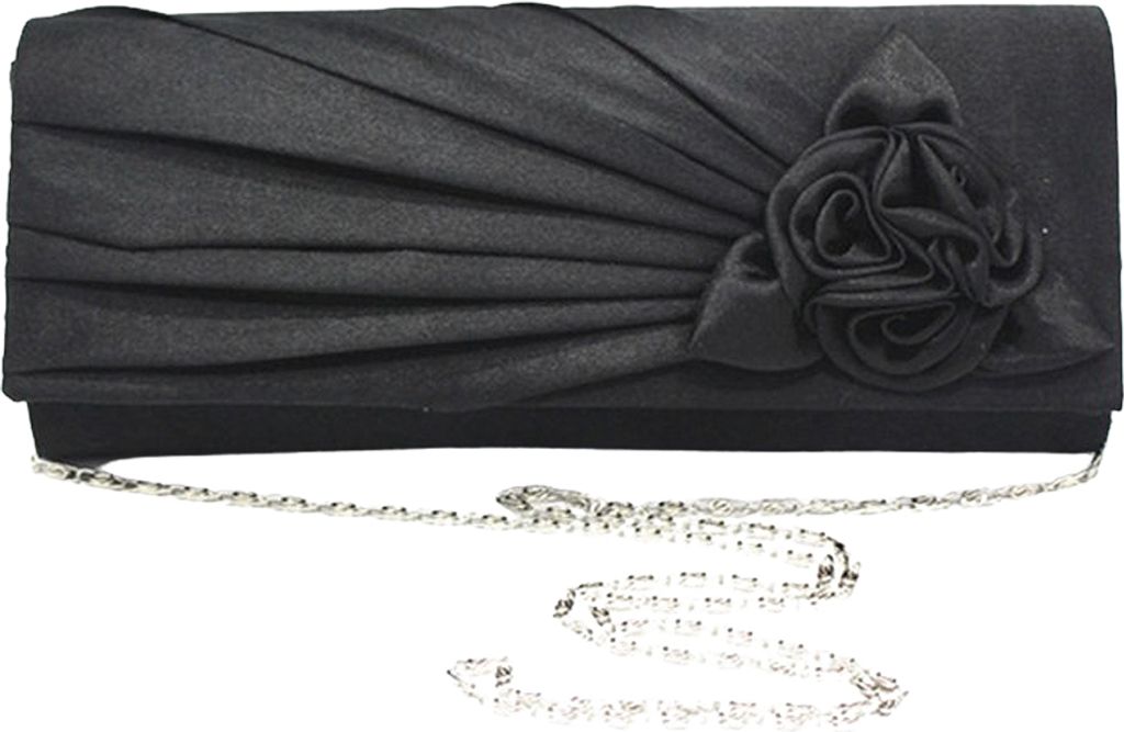 Schwarz Damen Abend Clutch Taschen Kunstseide Party Handtaschen Braut Hochzeit Geldbörsen mit abnehmbarer Kette