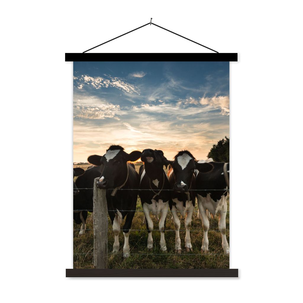 MuchoWow Textilposter Tiere - Kuh 90x120 cm mit schwarzem Rahmen - Dekoration