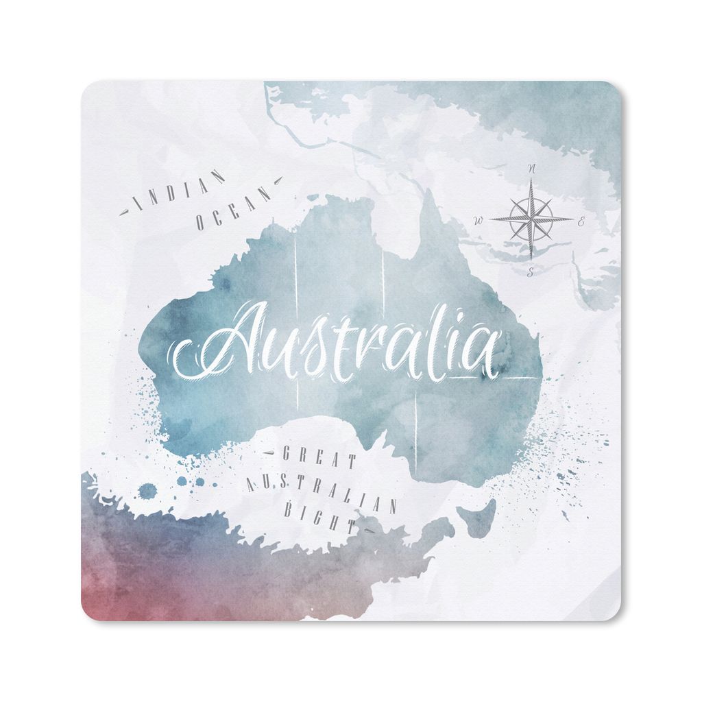 MuchoWow Mauspad Mousepad Weltkarte - Australien - Blau 30x30 cm - Mousepads - Maus Mat - Pad - Mausunterlage - Gaming