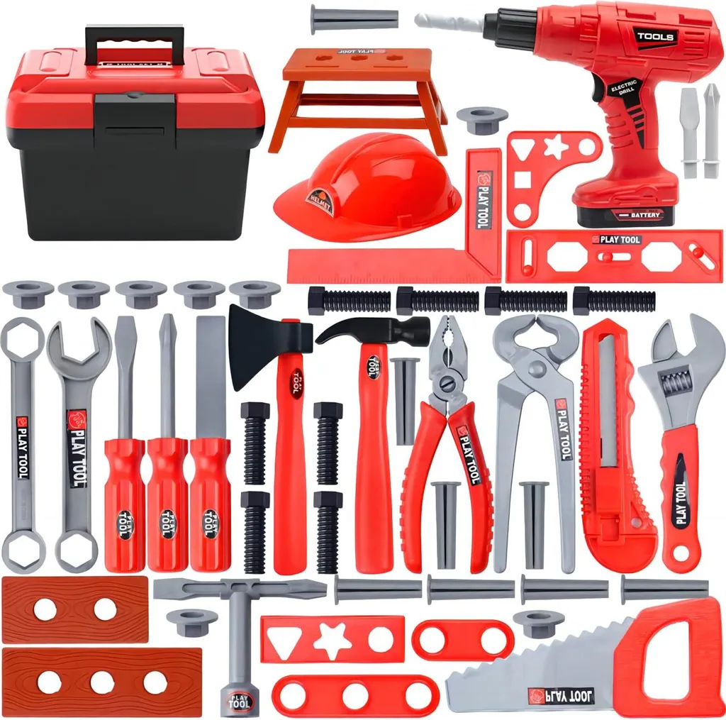 Mallette d'outils bricolage enfant avec perceuse et établi de réparation