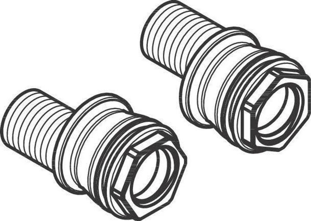 Two plumbing fittings shown from a three-quarter angle against a white background.