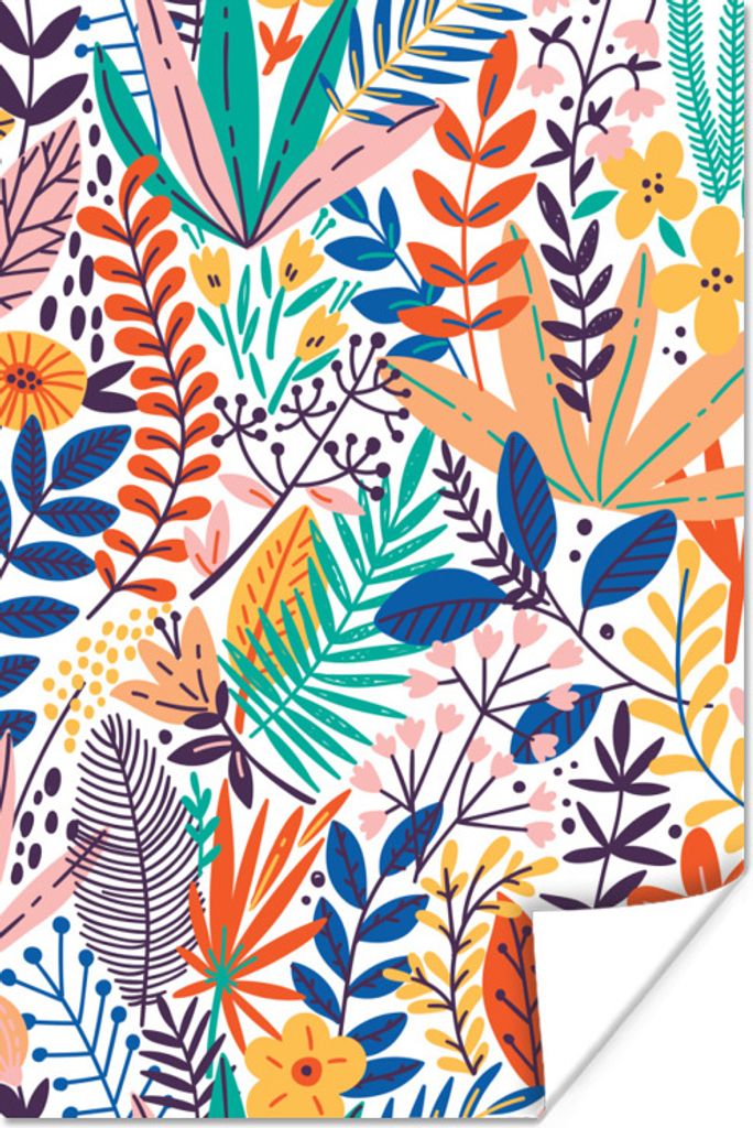 MuchoWow Poster Sommer - Pflanzen - Blätter - Muster 120x180 cm - Kunstposter